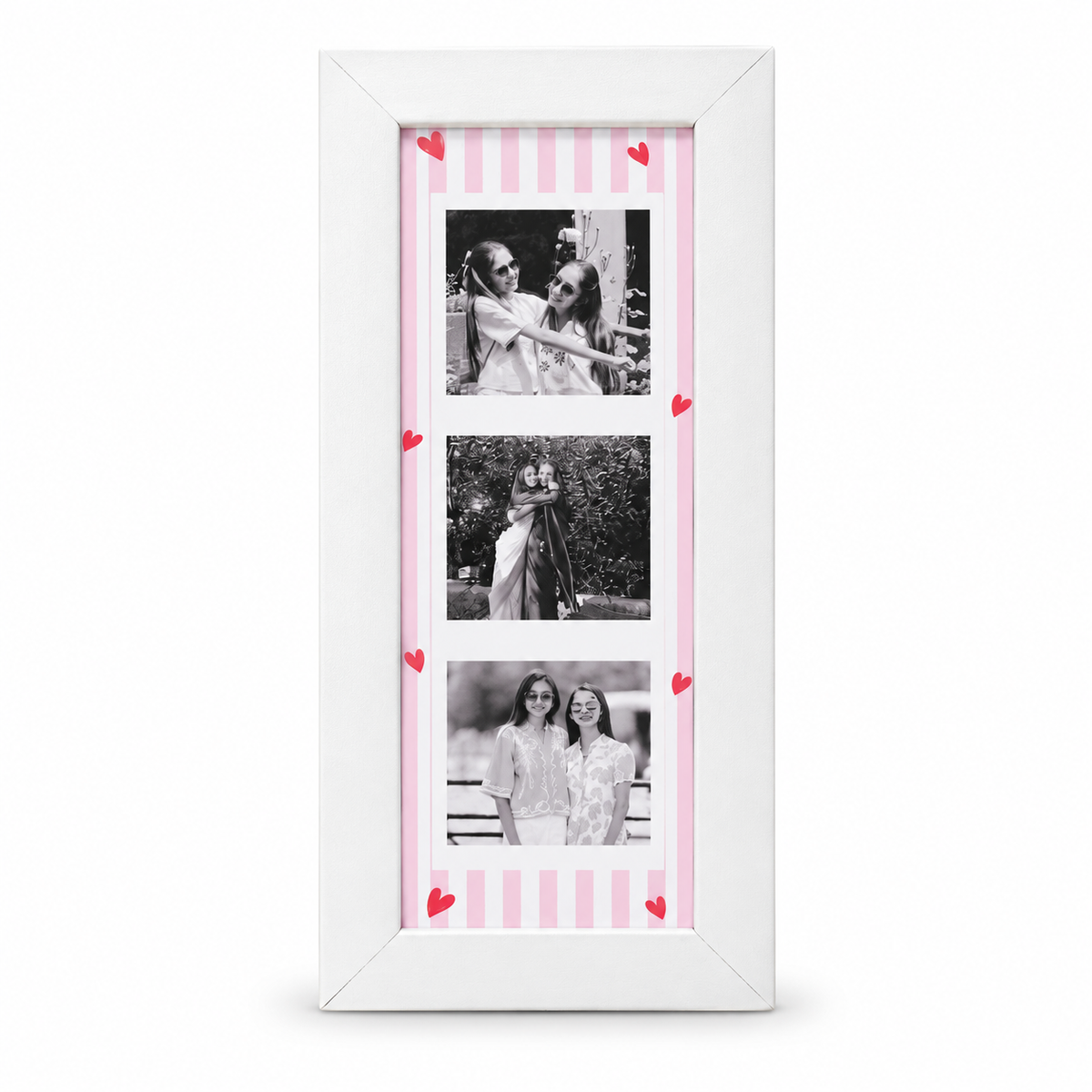 Customized Triple Photo Frame - Vertical White Frame